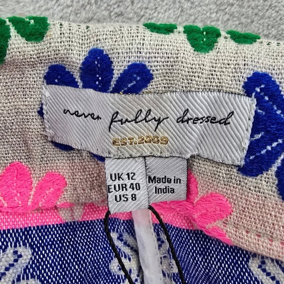 Never Fully Dressed Women 8 Multi Flower Trouser Pink Blue Embroidered Flare - Picture 10 of 12